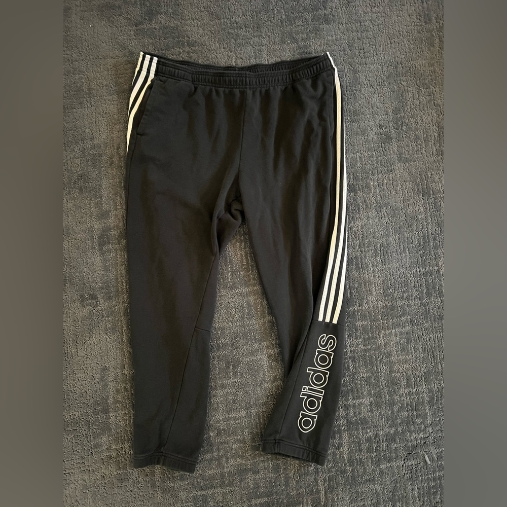 Adidas Men's Sweatpants Black Athletic Joggers Pants Tapered Size 2xl